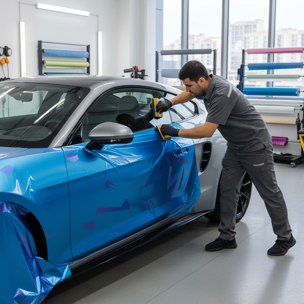 Fahrzeugfolierung in der Werkstatt